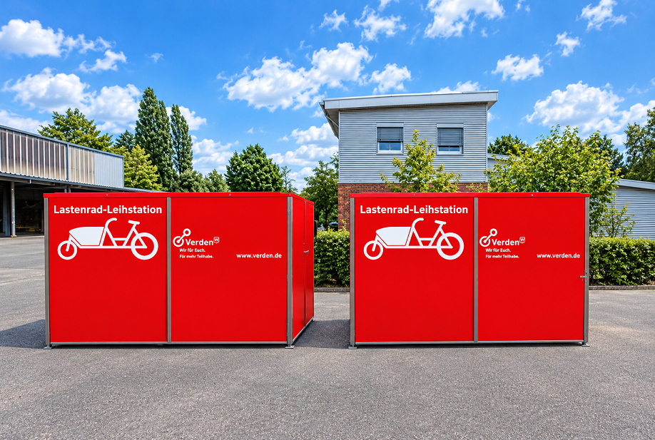 Rote Lastenrad-Leihstationen